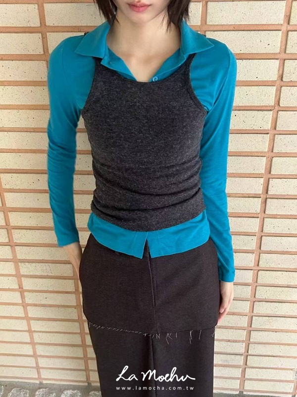 POLO領薄款排扣上衣